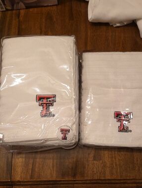 Texas Tech Double T Embroidered White Towels Set & BEACH/POOL PILLOW COVERS